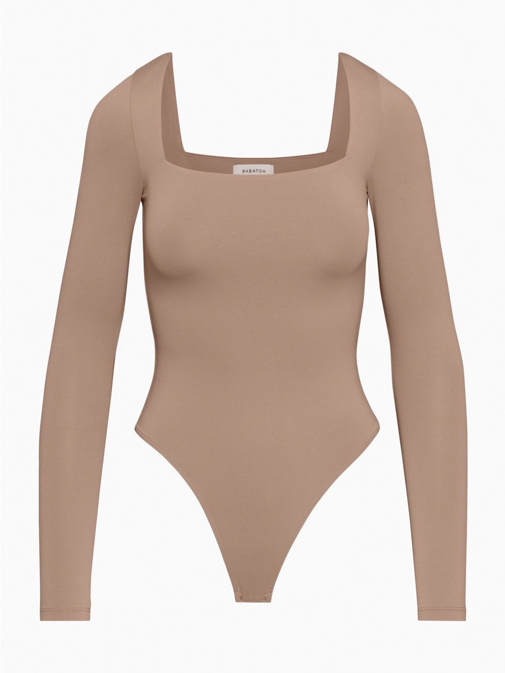 Aritzia Babaton Square Neck Long Sleeve Bodysuit - Taupe Brown Large